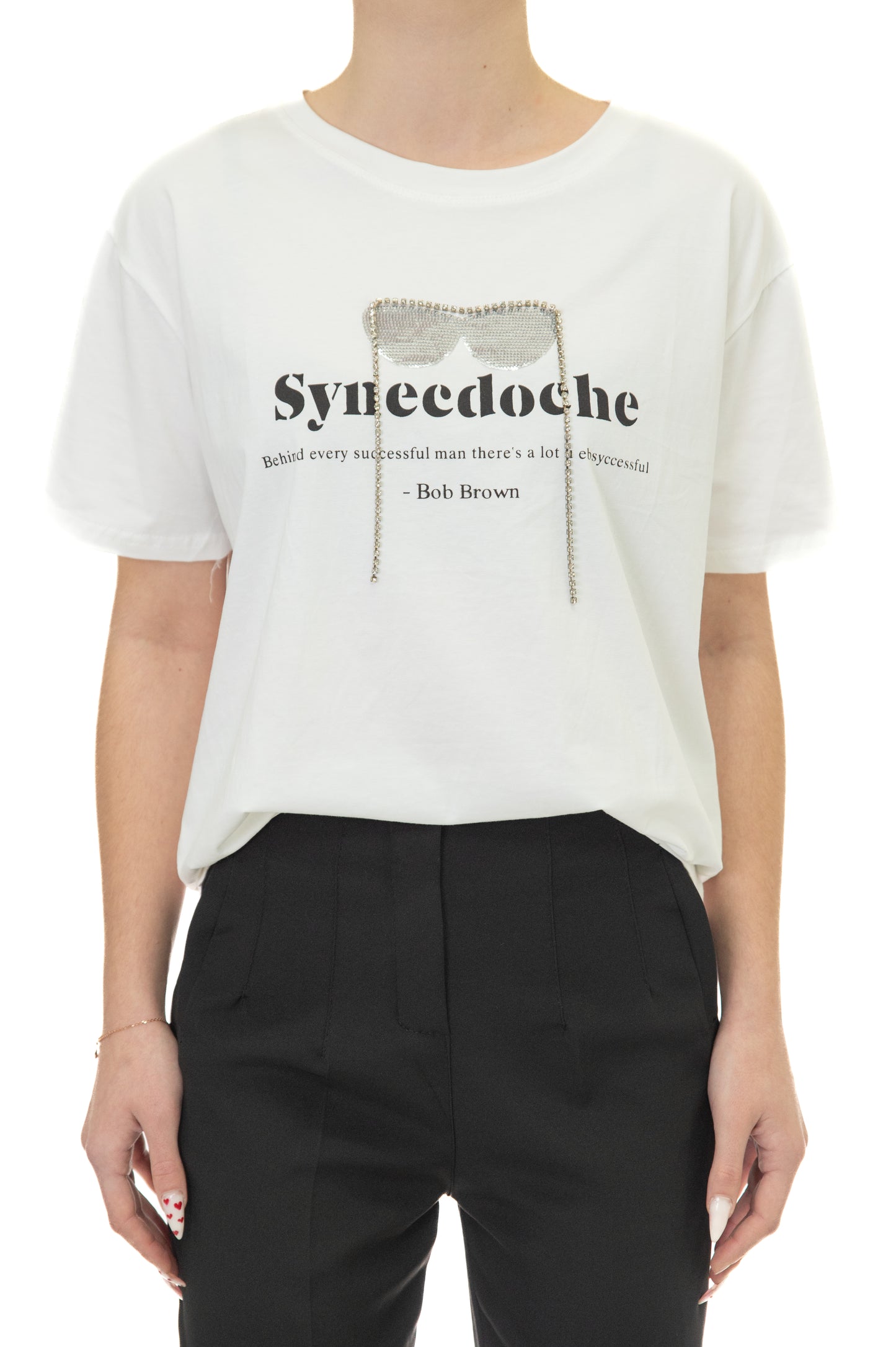 T-Shirt με διακοσμητικά γυαλιά