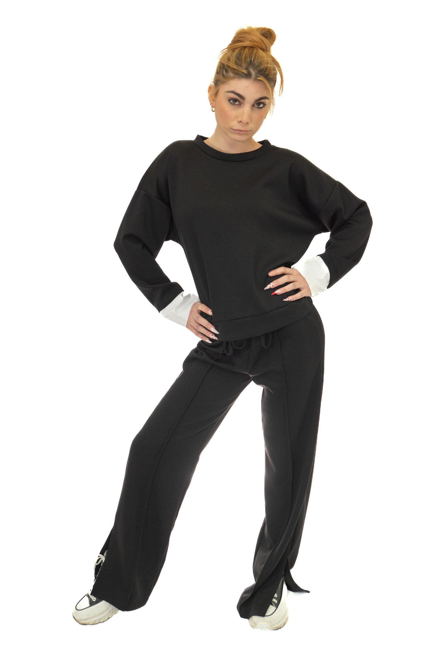 Σετ φόρμα με μπλούζα μακρύ μανίκι εφέ πουκάμισο